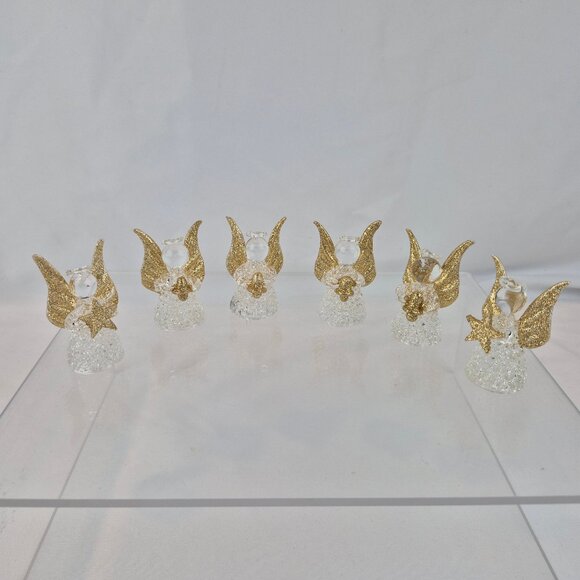 Giftco Clear Glass Angel Ornaments with Golden Glittery Wings Lot of 6 - Picture 6 of 16
